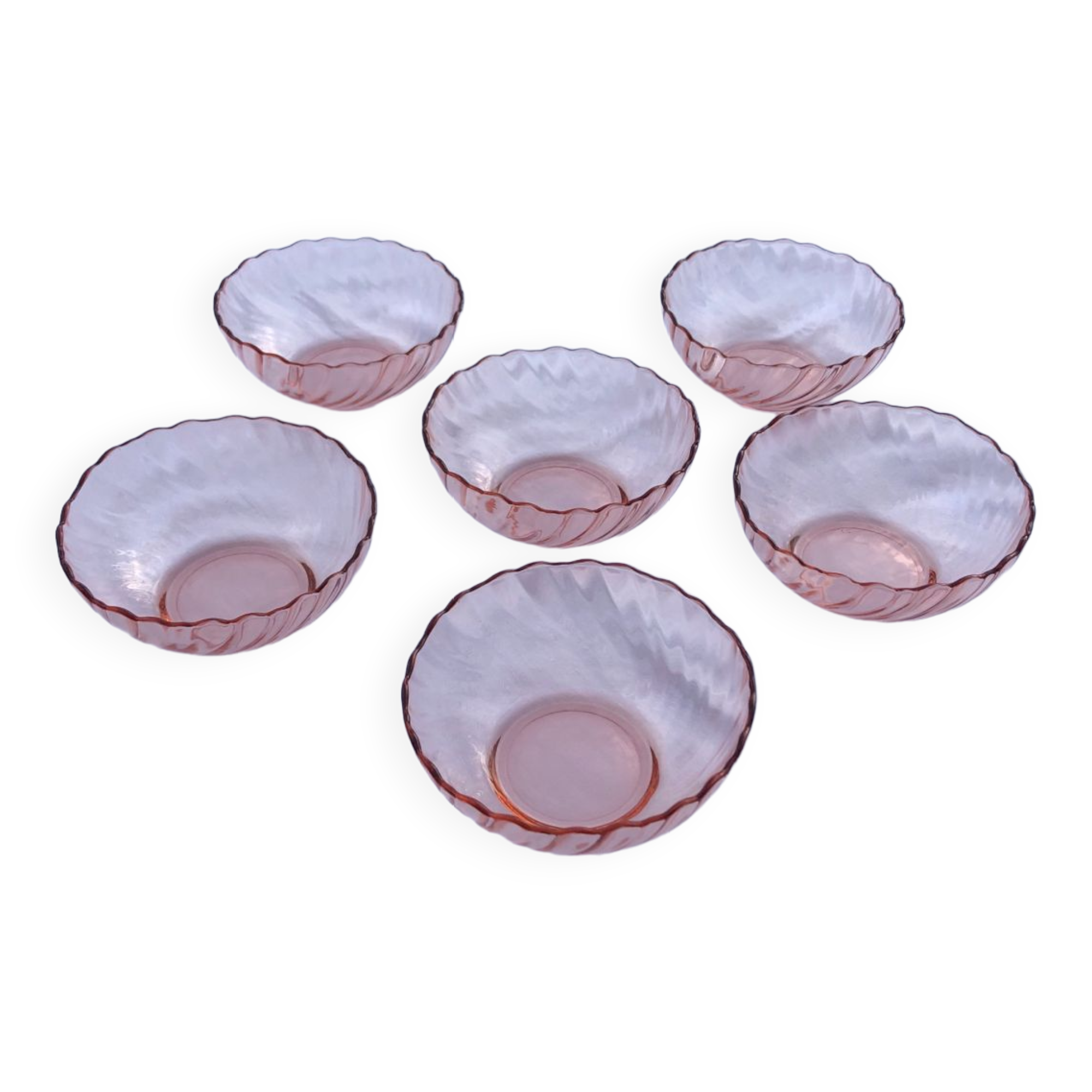 6 Coupes En Verre Rosaline France - Couleur Rose, Parfait Pour Fruits Ou Desserts