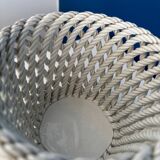 white openwork woven ceramic planter - elegant plant pot
