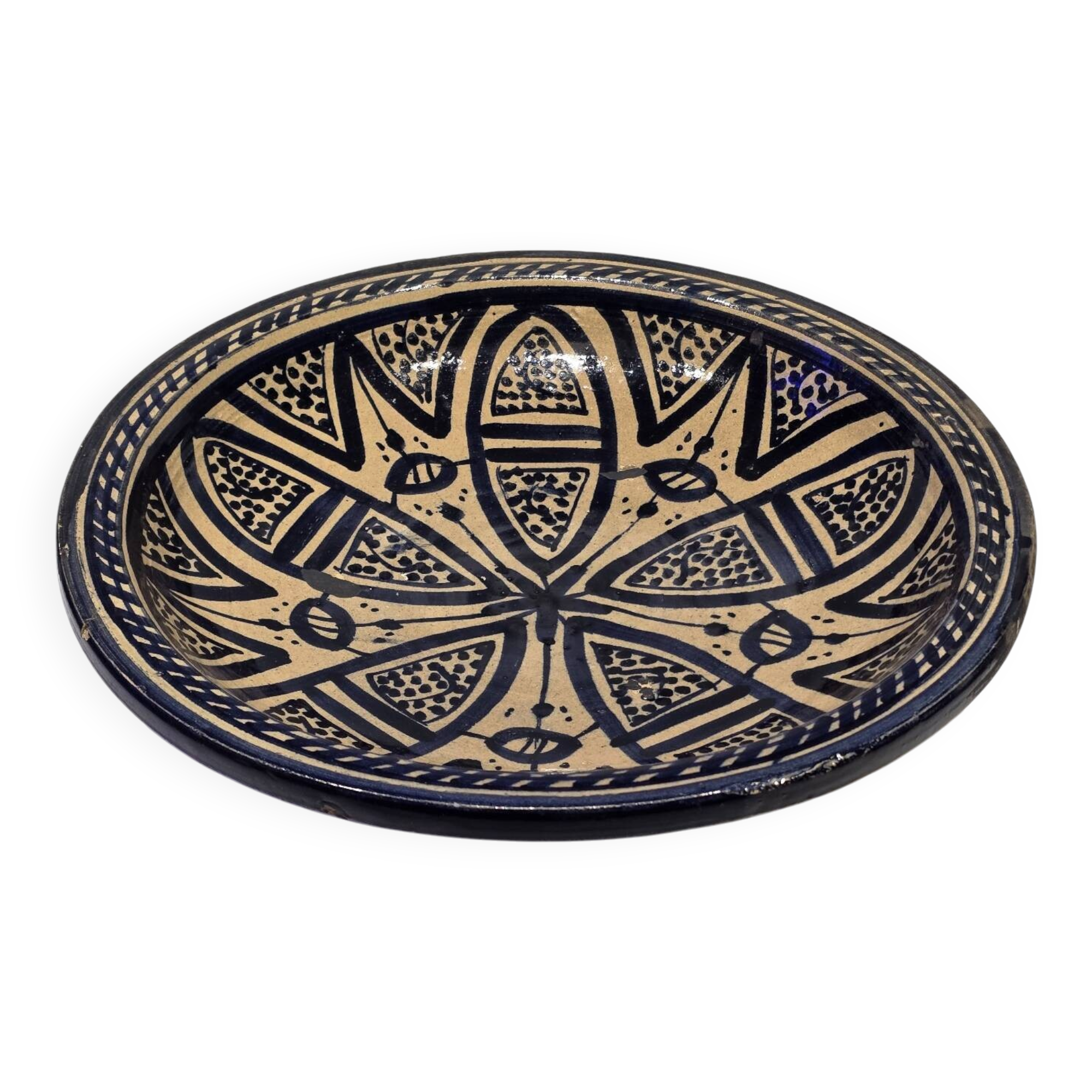 Large ancient Moroccan ceramic plate