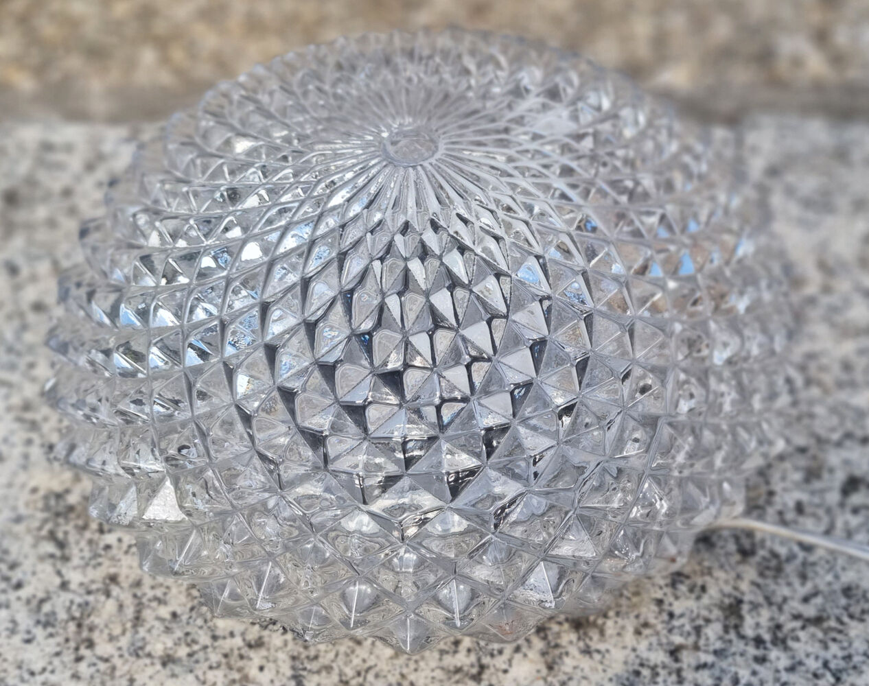 Vintage ceiling lamp "sea urchin", glass, 50s