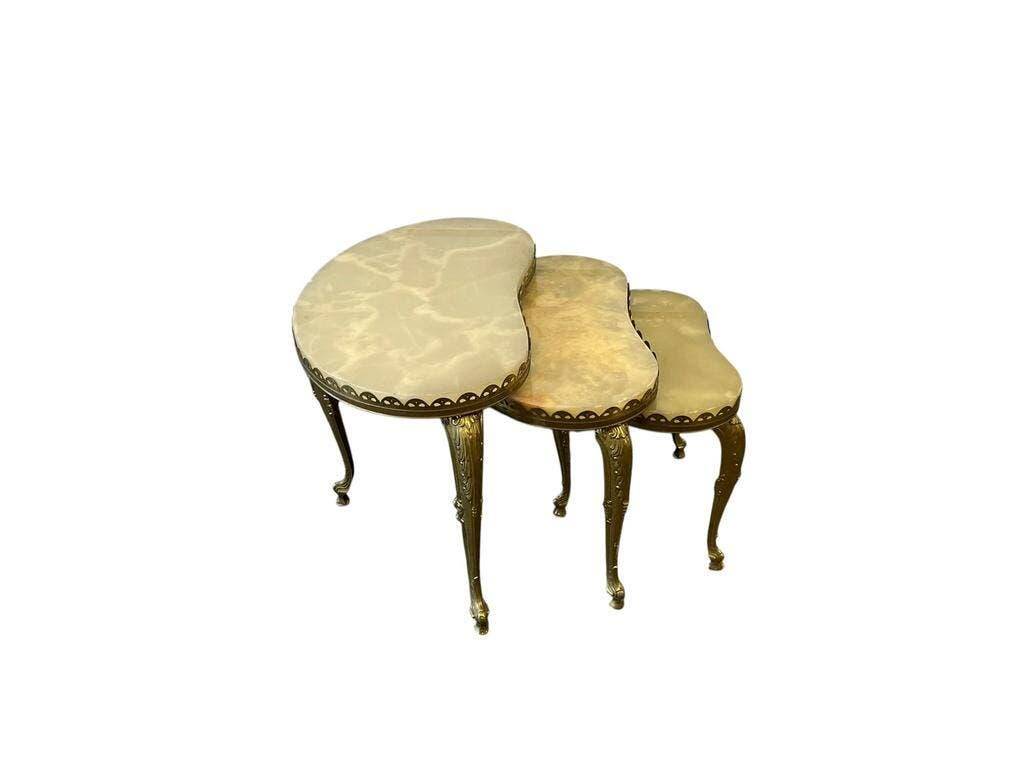 Set of 3 vintage nesting tables in onyx / side tables