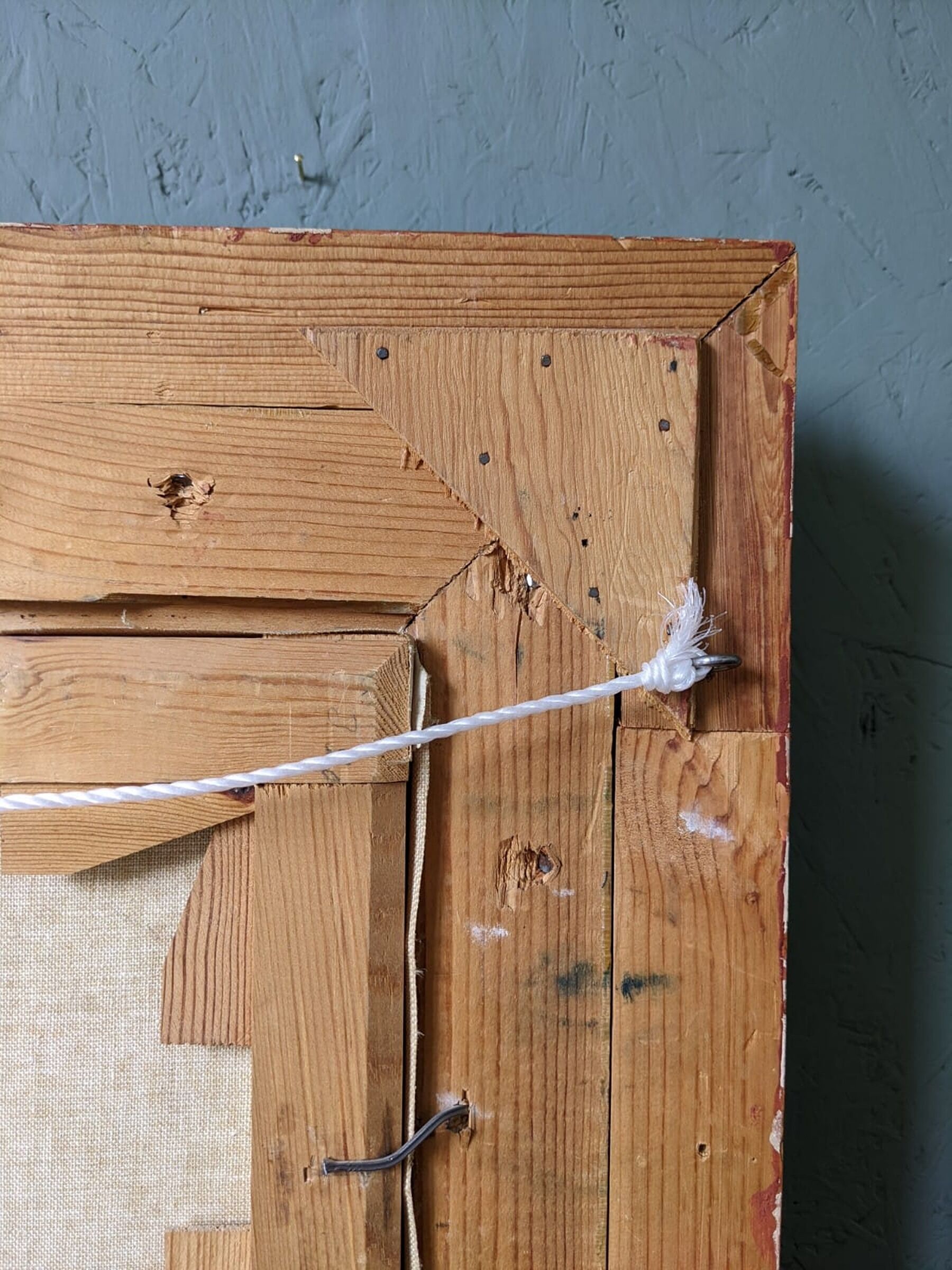 1951 Mid-Century Modern "Figures in Colour" Vintage Geometric Abstract Figurative Oil Painting, Fram