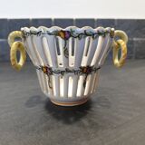 Basket in openwork earthenware Emile Tessier (1887-1971) in Malicorne