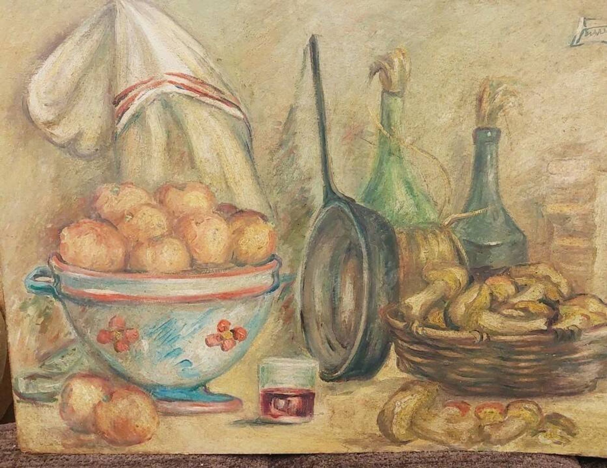 Roberto Pucci oil painting 50s painting on 2 sides landscape still life