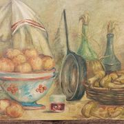 Roberto Pucci oil painting 50s painting on 2 sides landscape still life