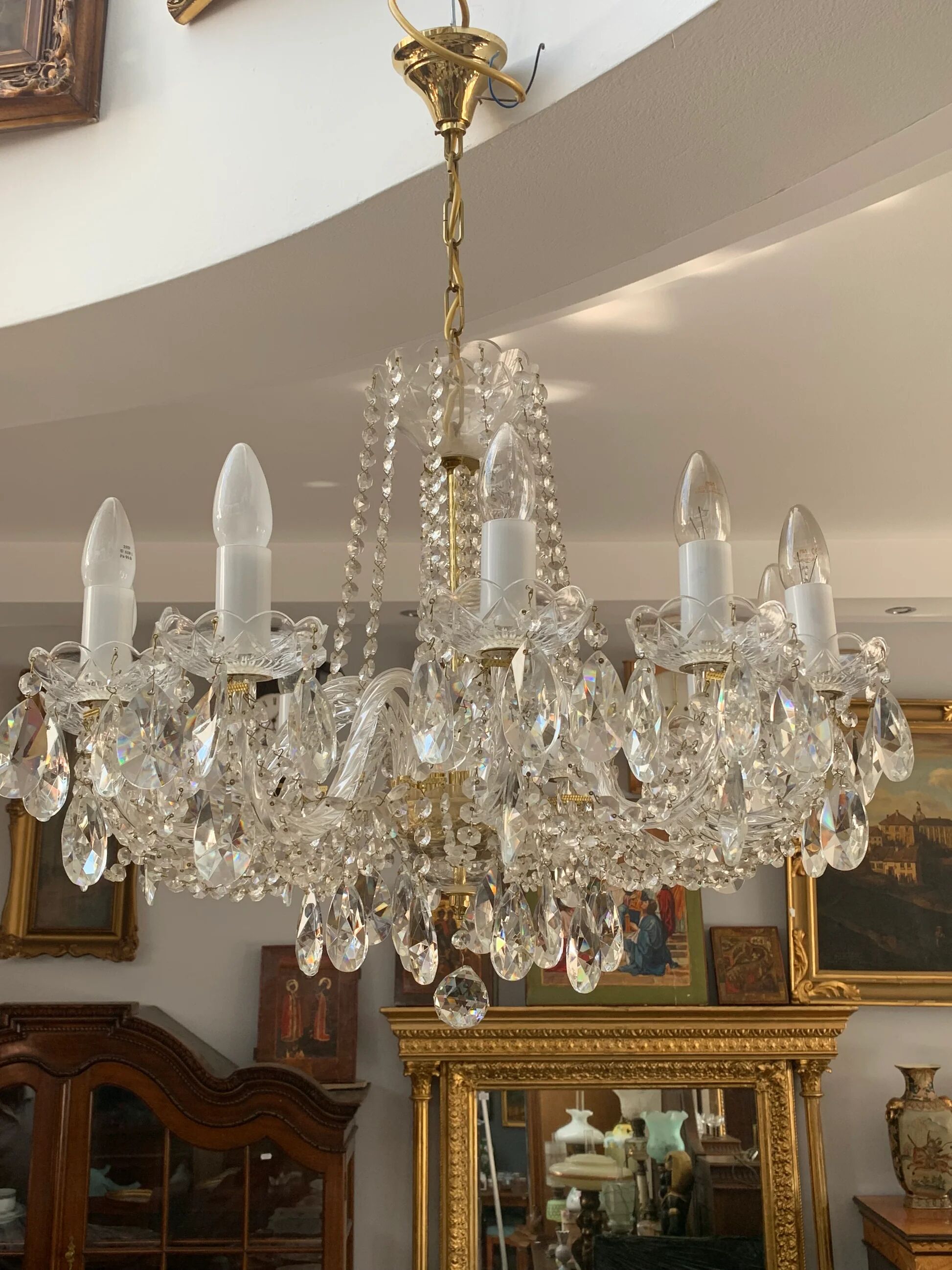 Lustre tchèque en cristal taillé, 12 bras