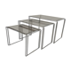 Suite of 3 space-age nesting tables stainless steel and glass - design 1970