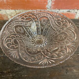 Vintage Cut Glass Fruit Bowl with Chiseled Decoration #D660