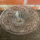 Coupe à Fruits Ancienne Plat En Verre Moulé Décor Ciselé Vintage #D660