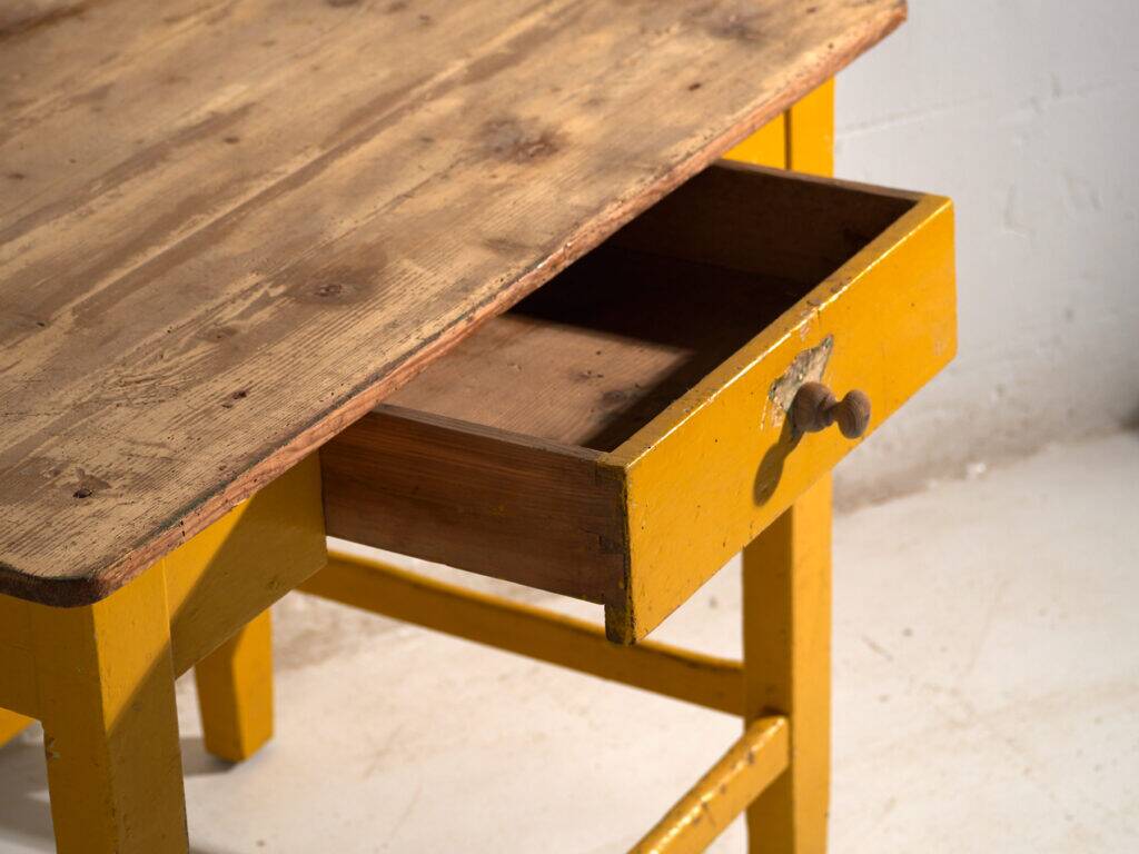 Antique painted pine kitchen table – Central Europe, circa 1920