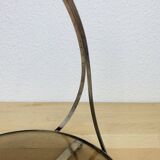 Silver metal and smoked glass tray