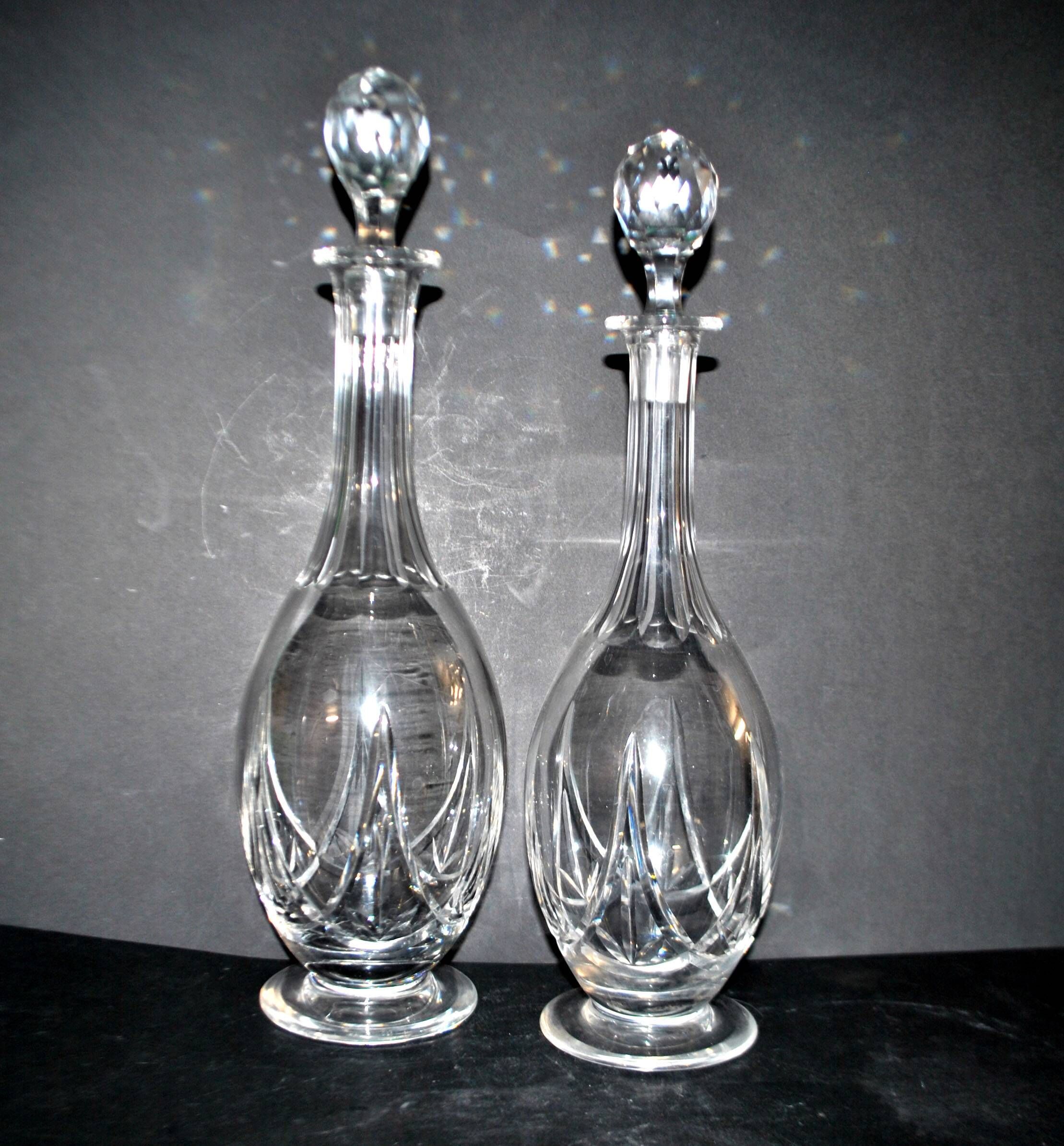 Saint-louis set of 2 antique lasalle cut crystal carafes 1930