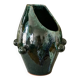 Glazed green and blue ceramic vase.