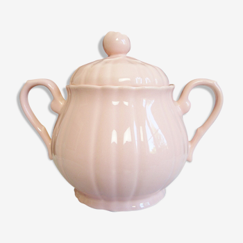 Vintage pink ceramic sugar bowl made by Salins France