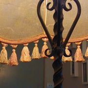 Black twisted iron lampstand with scrolled tripod base 1950/1960