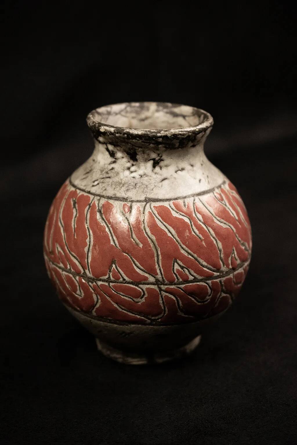 Textured glazed stoneware ball vase by Jérôme Massier, Vallauris