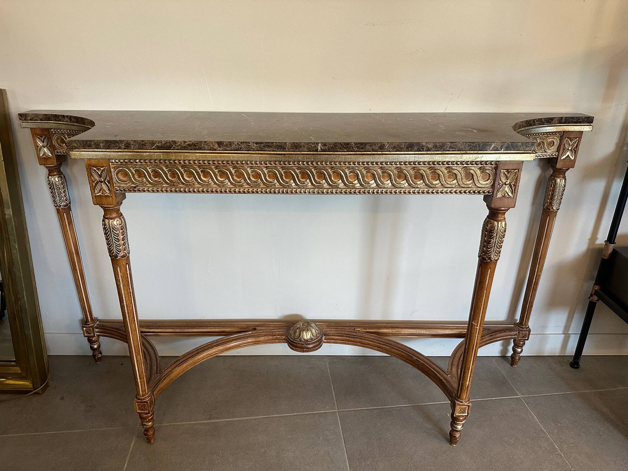 Marble and gilded wood console table
