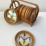 Vintage set of 6 butterfly coasters