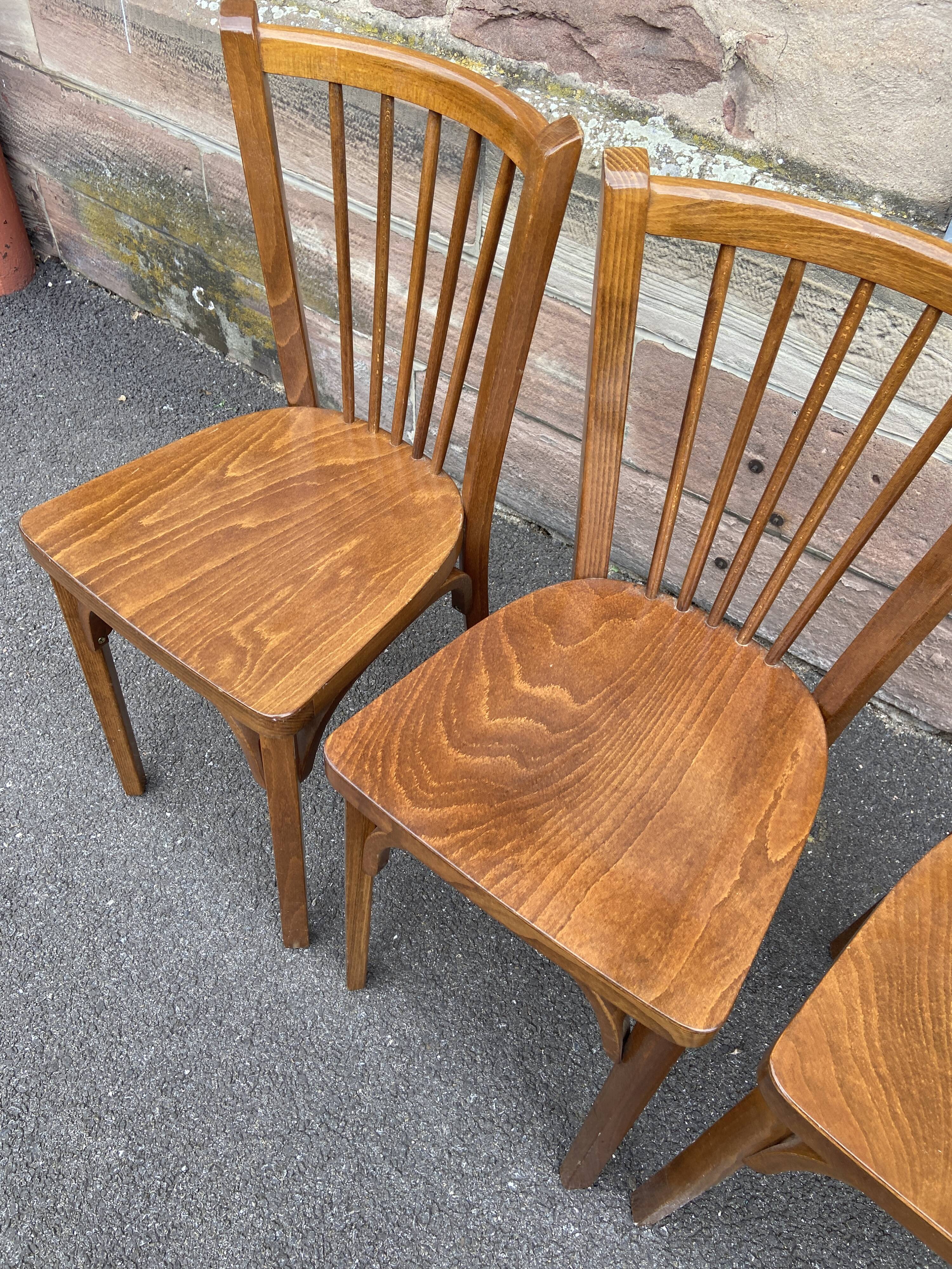 Set of 4 viennese chairs curved wood restaurant paris bistro baumann 70s