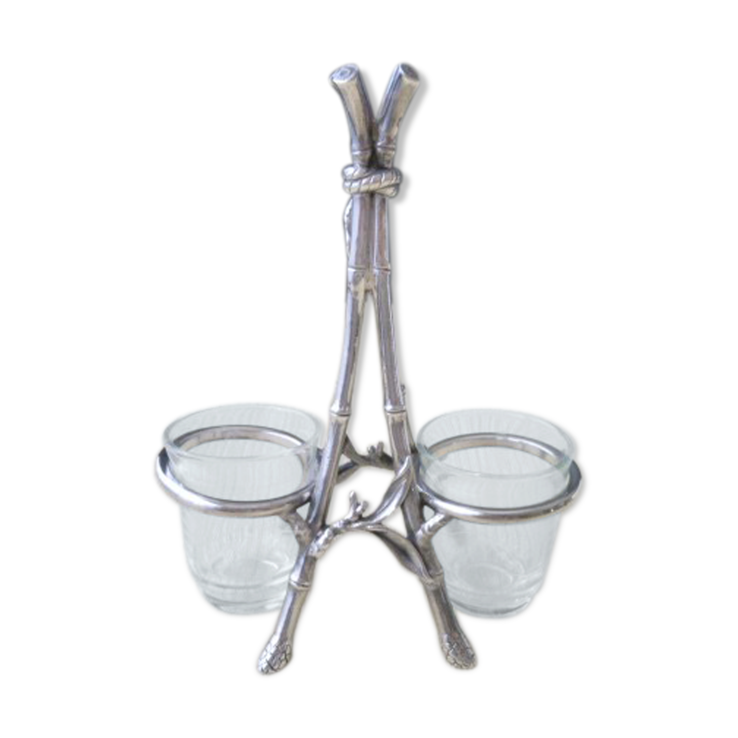 Saleron double en métal argenté Christofle   Art Nouveau