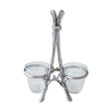 Double saleron in silver metal Christofle Art Nouveau