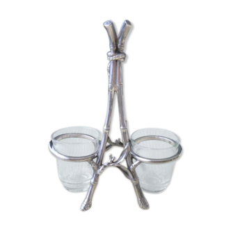 Double saleron in silver metal Christofle Art Nouveau