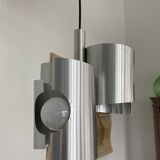 Space age brushed metal 3-light pendant lamp