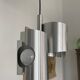 Space age brushed metal 3-light pendant lamp