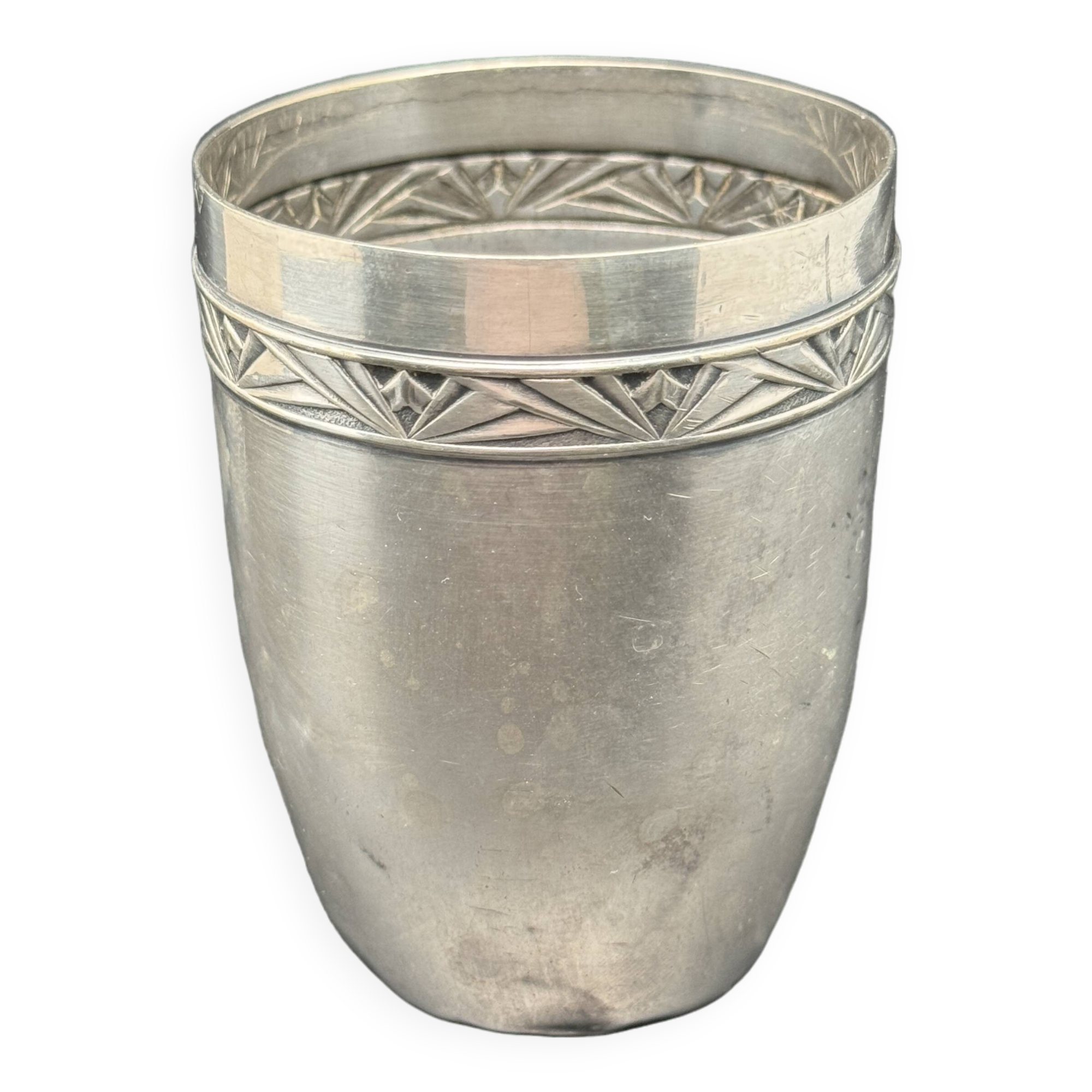 White metal (silverware) cup in its original box