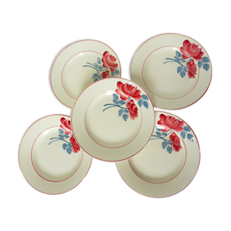 5 vintage dessert plates from the HBCM manufacture