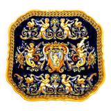 Rectangular dish in Gien earthenware with Renaissance decor
