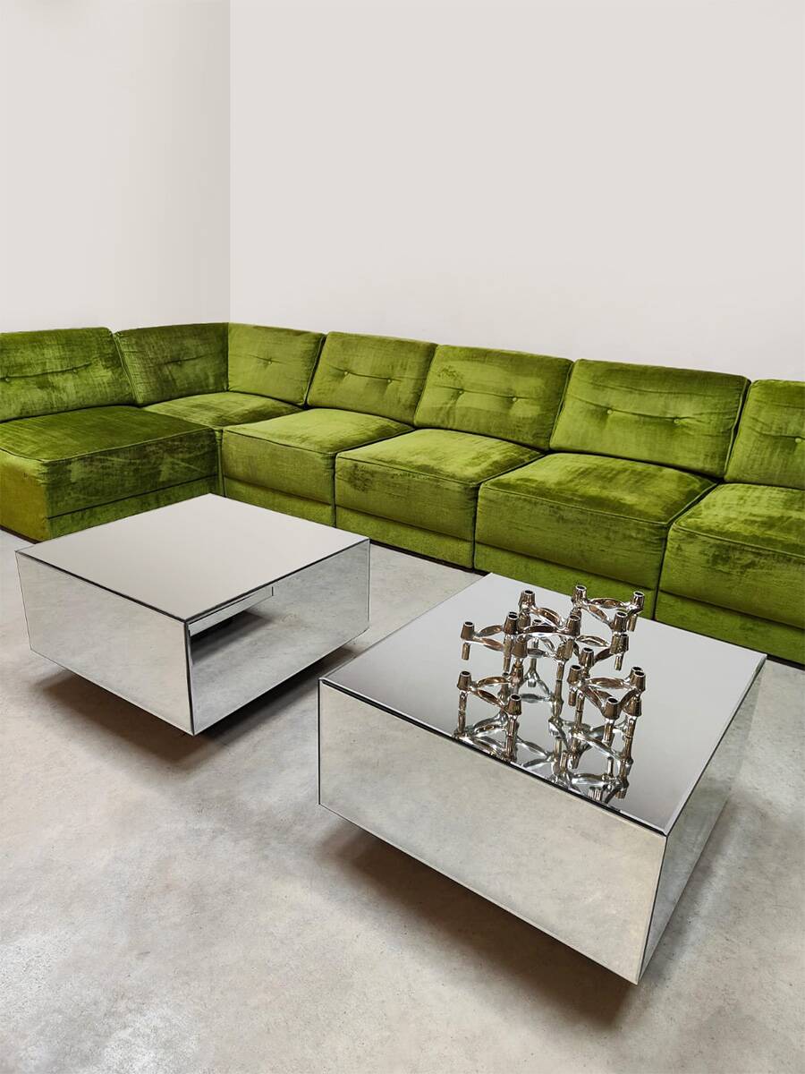 Midcentury modular sofa vintage 'Green velvet spirit'