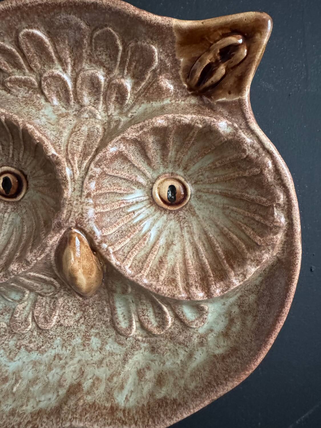 Ceramic owl catchall Vallauris 1960s