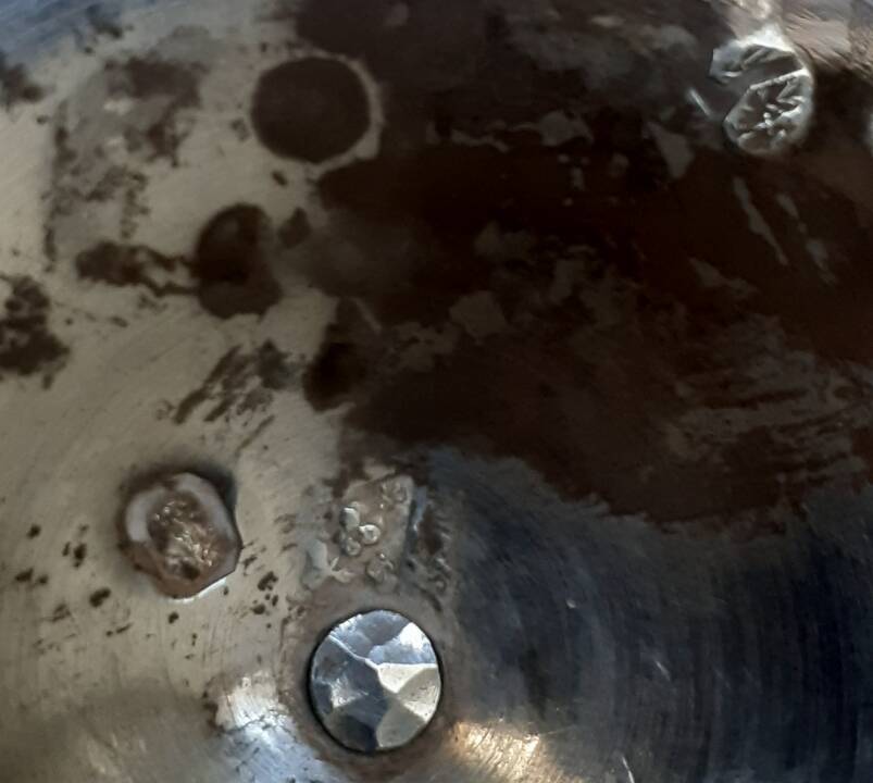 Mustard pot in solid silver and crystal