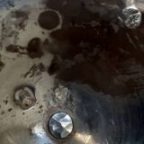 Mustard pot in solid silver and crystal