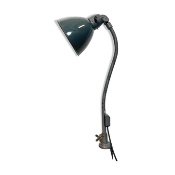 Industrial Grey Enamel Gooseneck Desk Lamp from Siemens, 1950s