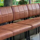 Set of 5 faux leather armchairs in fawn from the 1950s.