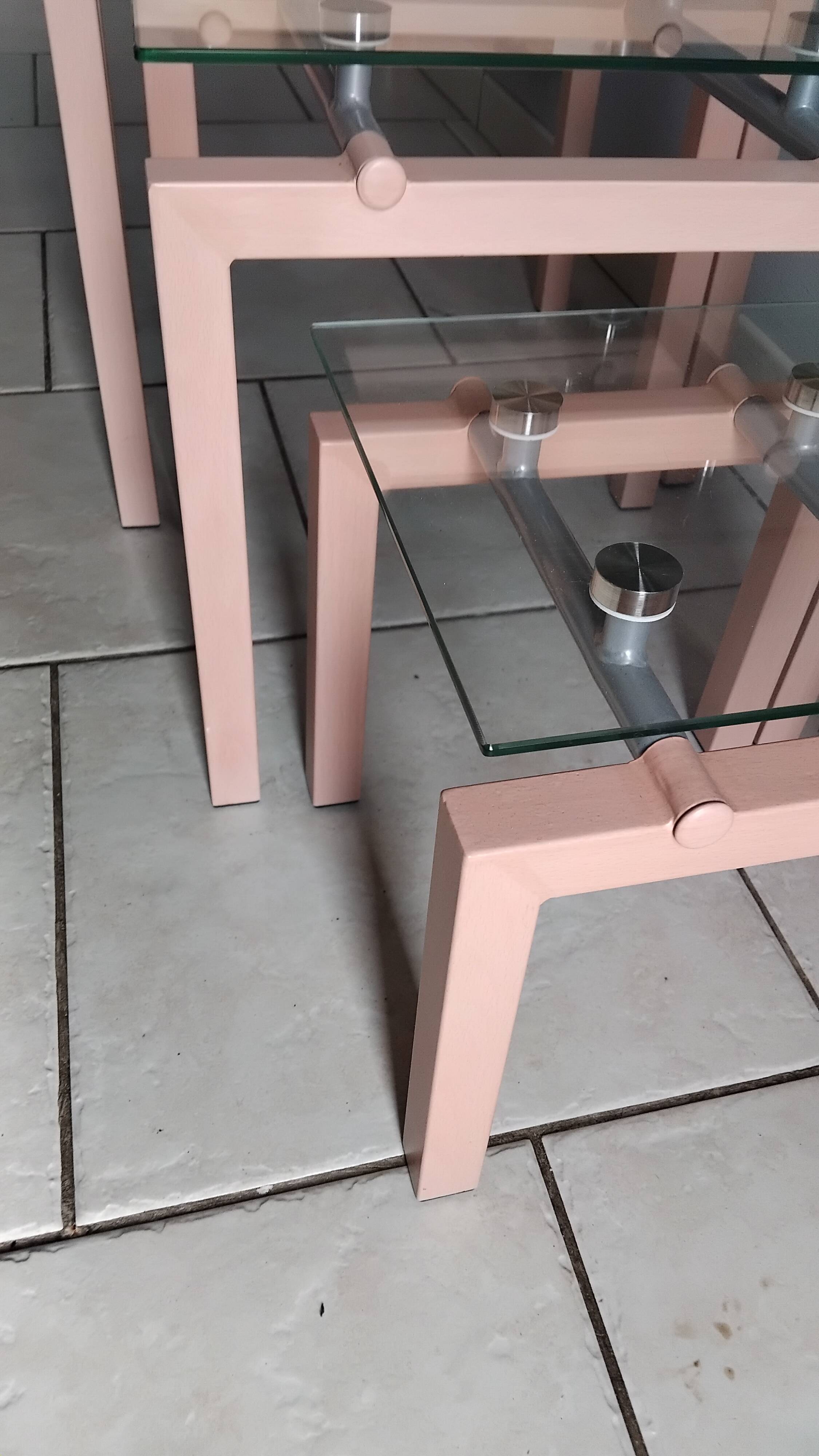 Table gigognes métal et verre