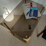 Modernist brass and smoked glass table - 1970s gallery style.