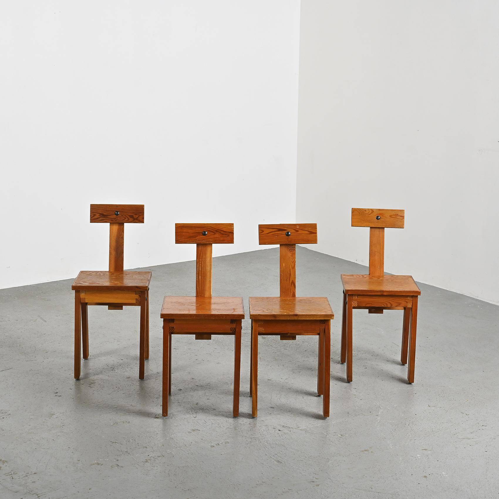 Set of four mountain chairs, La Plagne circa 1970
