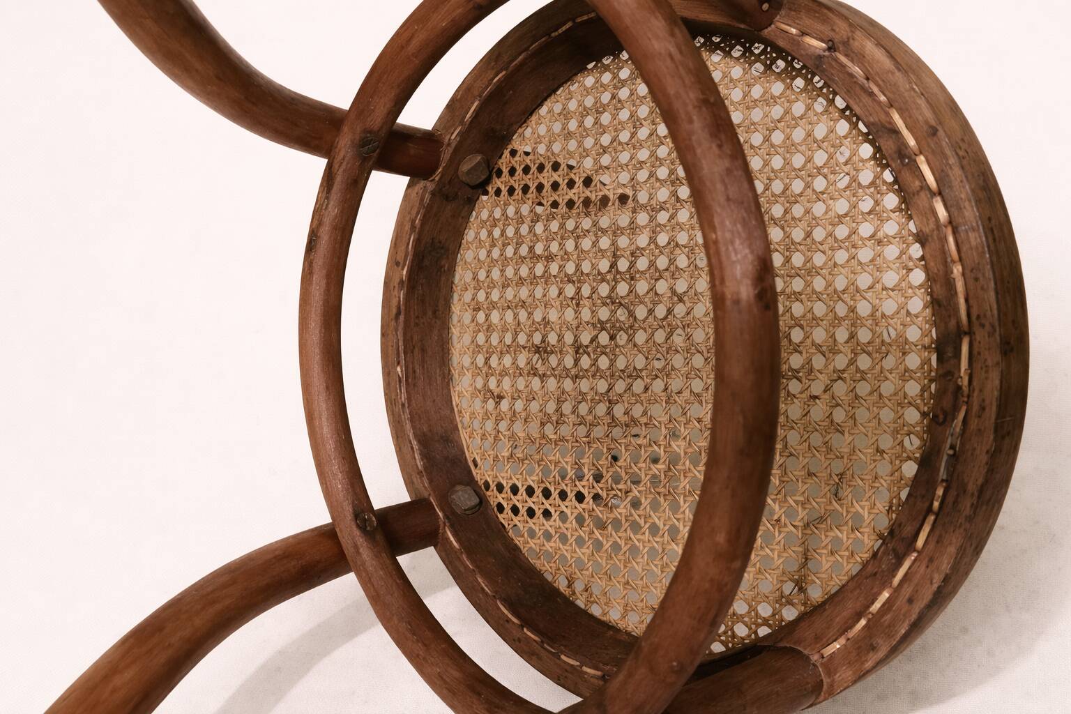 Set of three vintage bentwood bistro chairs – Cane seat – Mismatched