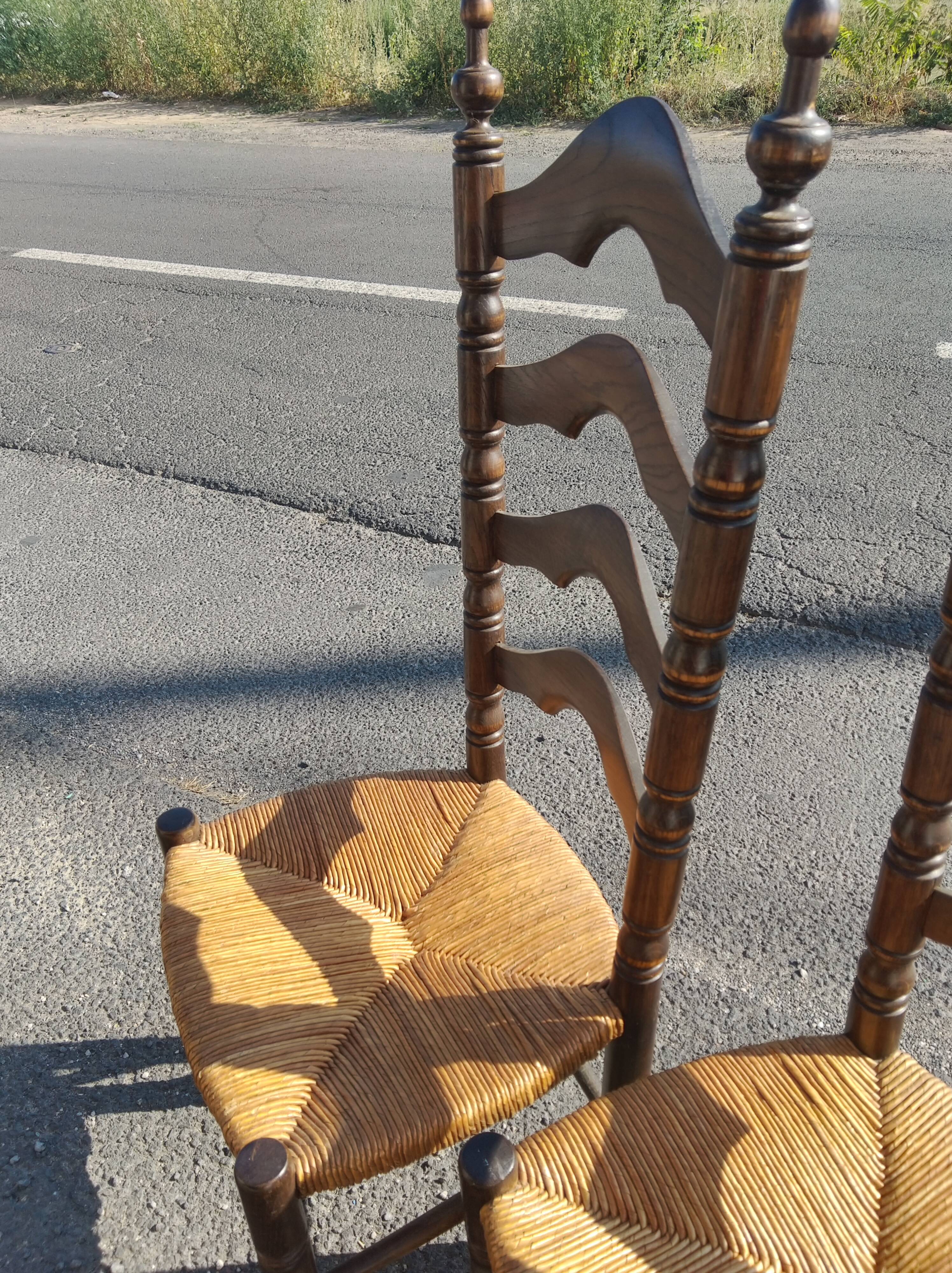 Set of 4 oak chairs with high backs