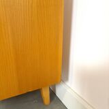 Fineer dressoir met lades en houten handgrepen vintage sideboard