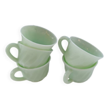 Set of green opaline cups