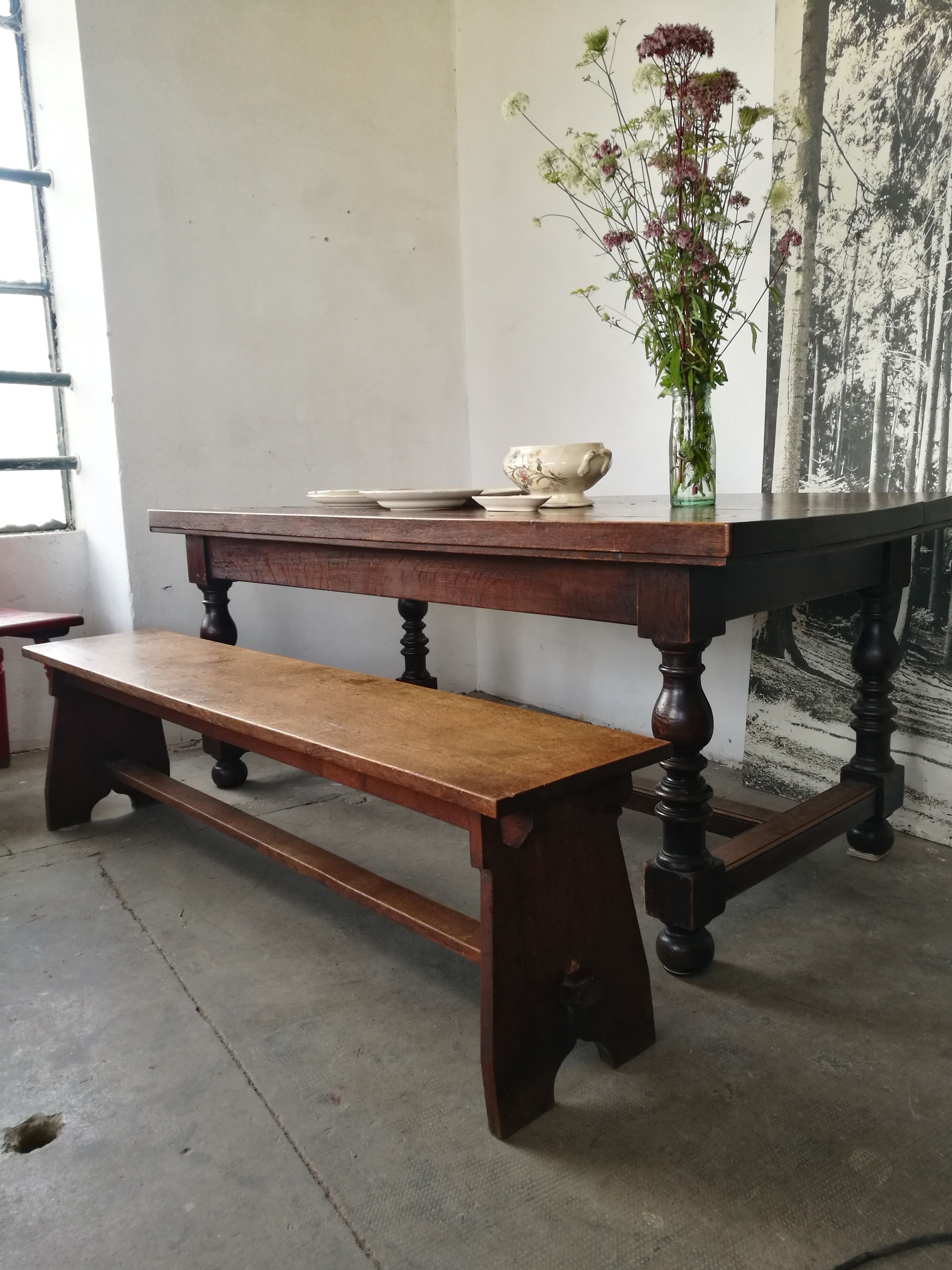 Massive oak farm table