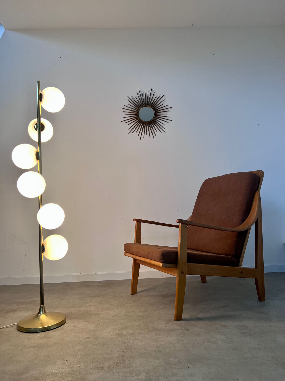 Old Scandinavian designer armchair from the 60s in vintage solid beech