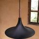 Vintage tulip hanging lamp in black metal and copper