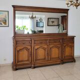 Sideboard entirely in solid oak + mirror frame in solid oak