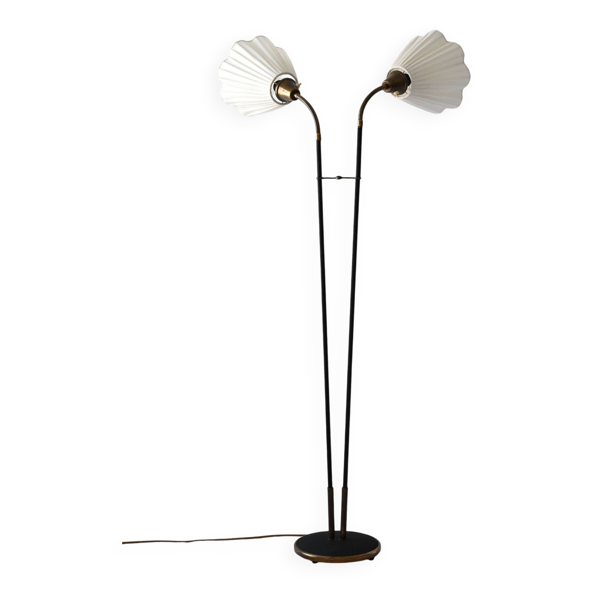 2-light floor lamp in black metal