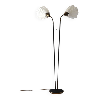 2-light floor lamp in black metal